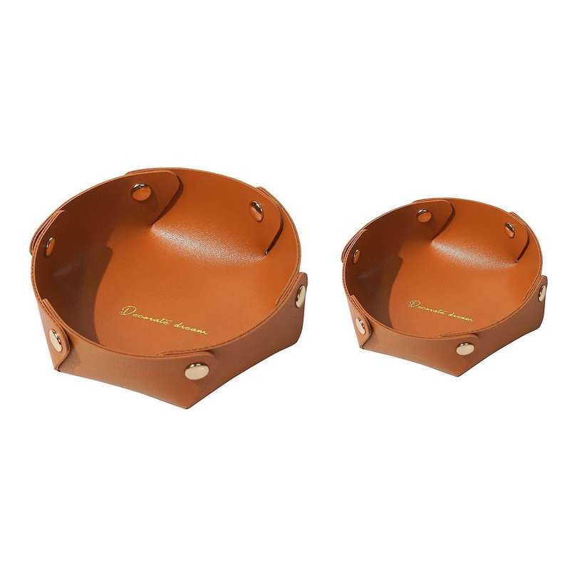 Leather Desktop Storage Box Porch Debris Storage Box Orange
