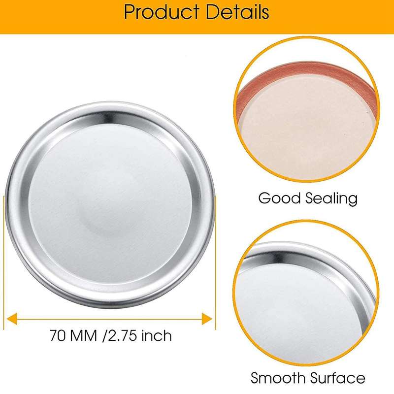 28 Pieces Regular Mouth Jar Lids Split-type with Jar,70 Mm (silver)