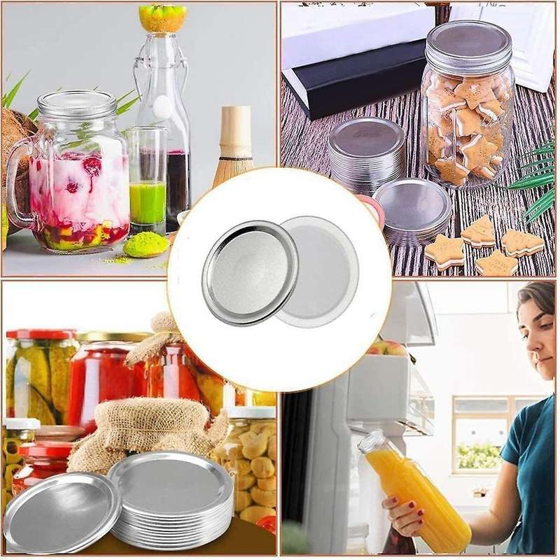 28 Pieces Regular Mouth Jar Lids Split-type with Jar,70 Mm (silver)