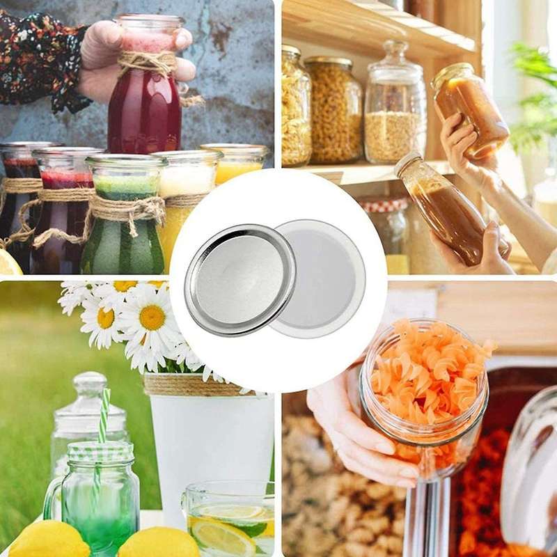 28 Pieces Regular Mouth Jar Lids Split-type with Jar,70 Mm (silver)