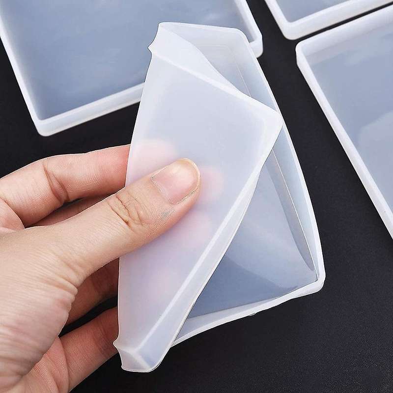 4pcs Square Resin Coaster Mold with Coaster Storage Molds for Casting