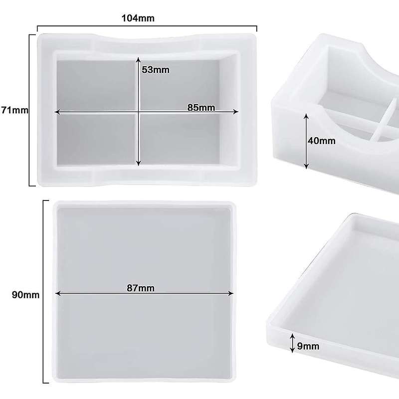 4pcs Square Resin Coaster Mold with Coaster Storage Molds for Casting