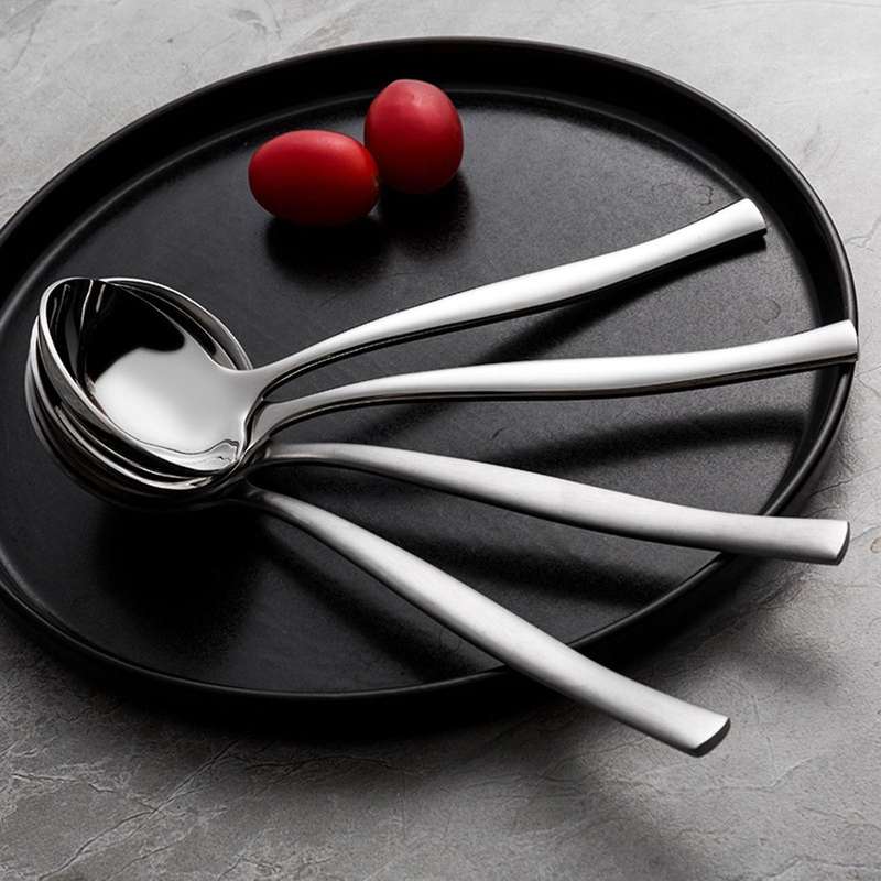 Stainless Steel Roundhead Dessert Spoon Long Handle Spoon Soup Bright