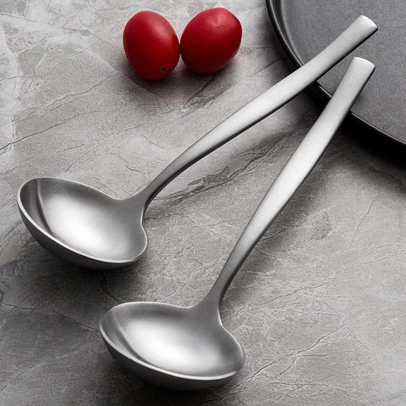 Stainless Steel Roundhead Dessert Spoon Long Handle Spoon Soup Bright