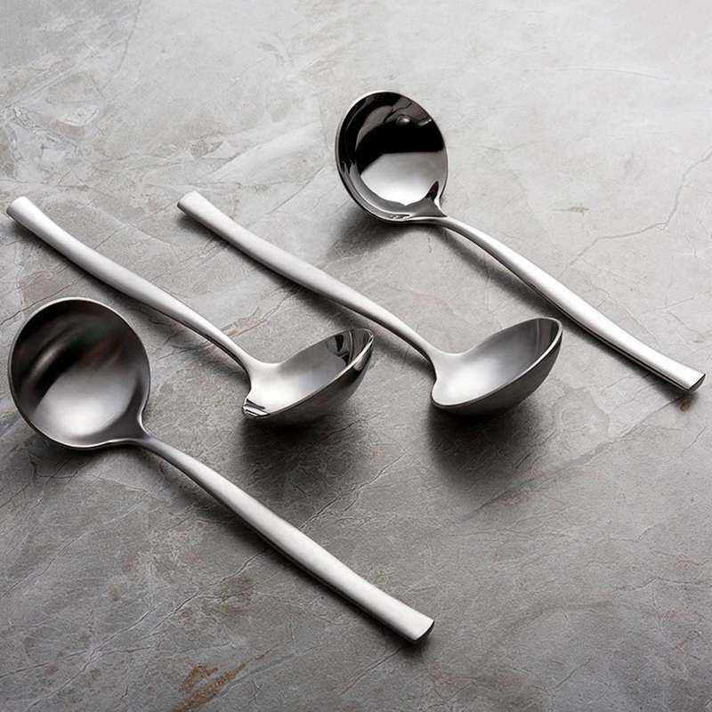 Stainless Steel Roundhead Dessert Spoon Long Handle Spoon Soup Bright
