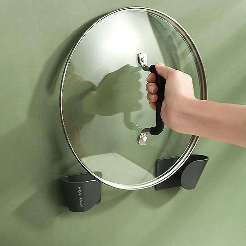 5 Pairs Of Wall-mounted Pot Lid Racks Plastic Storage Racks Black