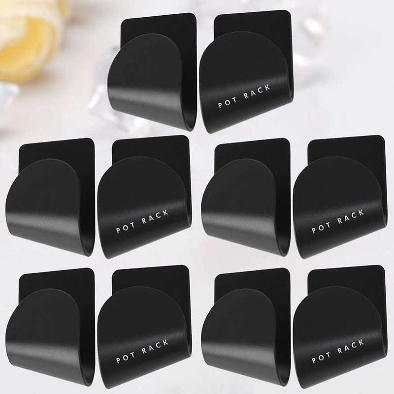 5 Pairs Of Wall-mounted Pot Lid Racks Plastic Storage Racks Black