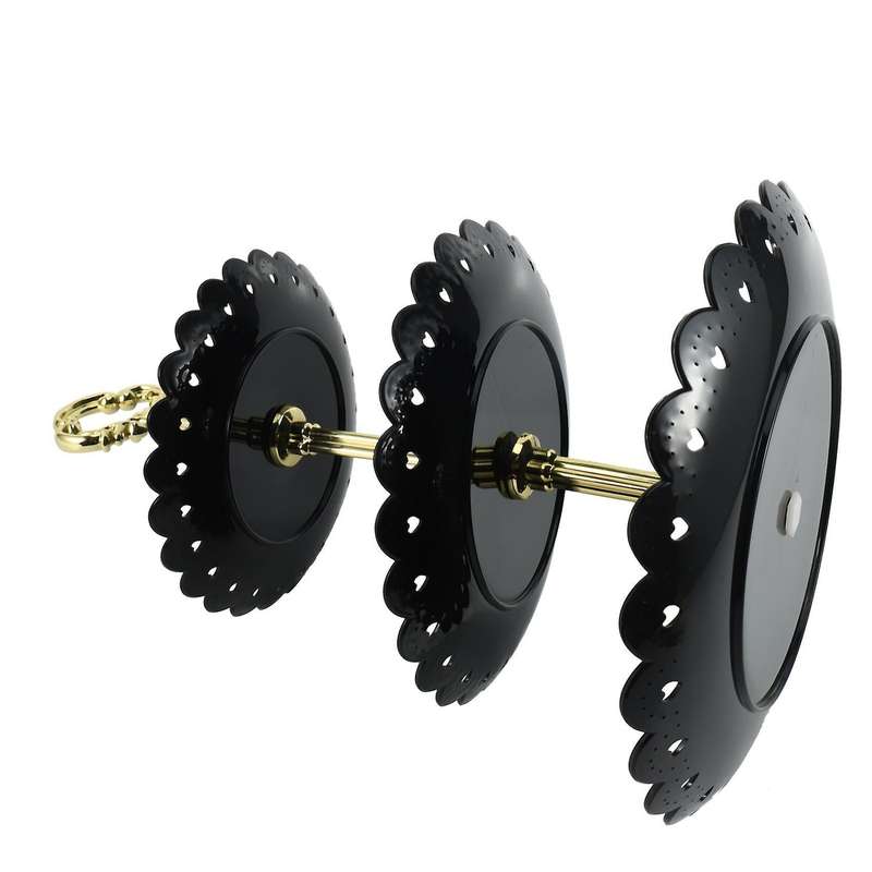 1set 3 Layers Cake Stand Dessert Fruits Vegetable Placed Tool Black