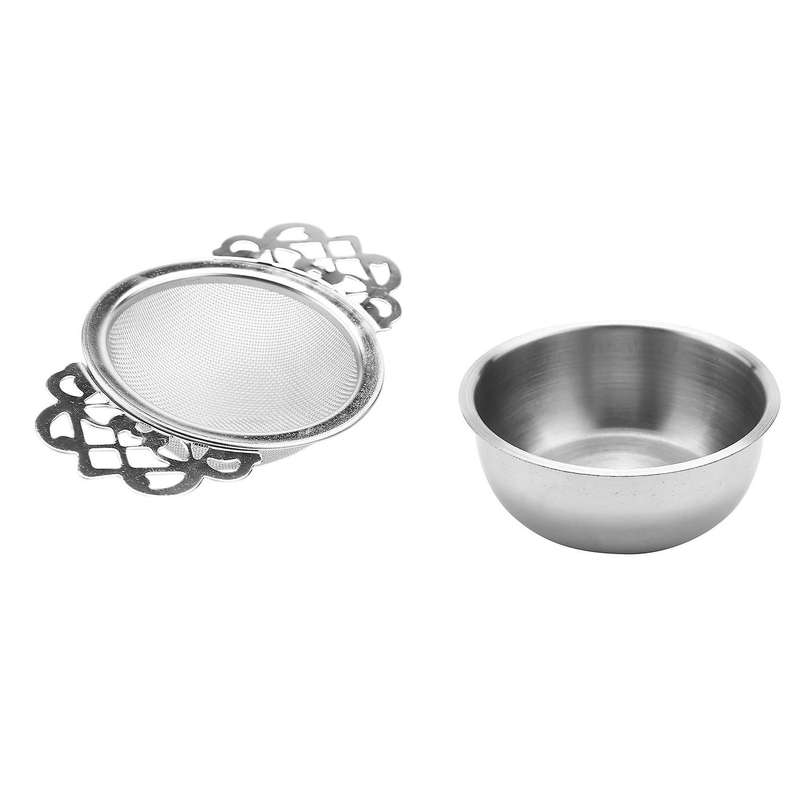 Tea Strainers with Drip Bowls (2-pack) Stainless Steel Tea Strainers