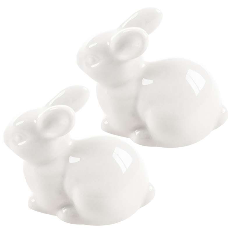 2x Cute Mini White Ceramic Rabbit Home Decoration Ornaments Medium