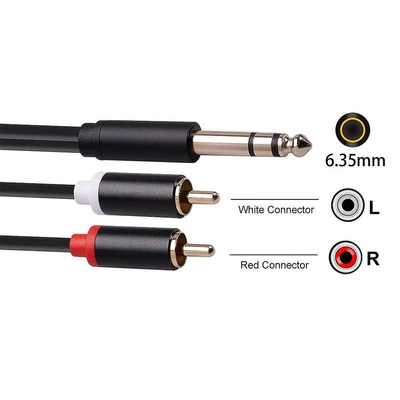 Rca Cable 6.35mm Male to 2 Rca Adapter Y Splitter Rca Cable -3 Meter
