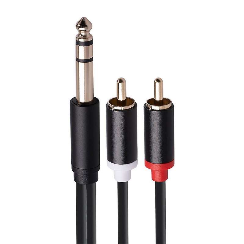 Rca Cable 6.35mm Male to 2 Rca Adapter Y Splitter Rca Cable -3 Meter