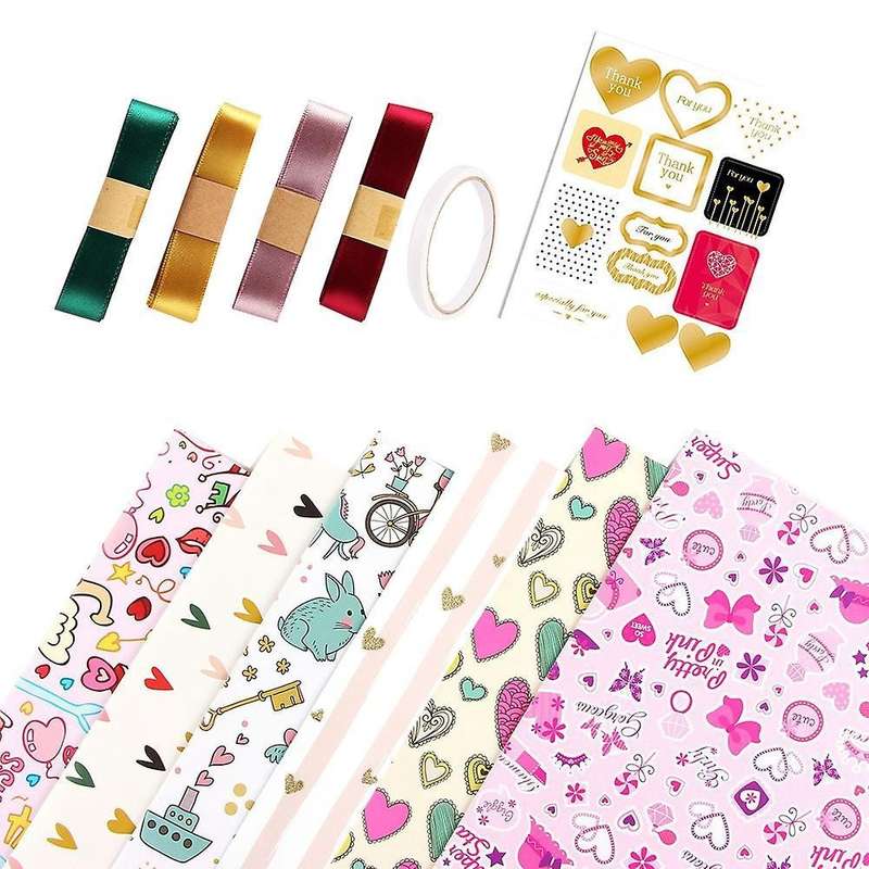 6 Sheets Gift Wrapping Paper,wrapping Paper with 6 Different Patterns