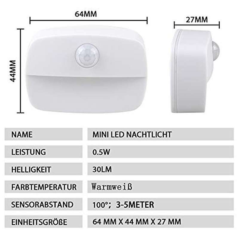 Led Nightlight with Motion Sensor, Automatic On/off Lighting 2pcs