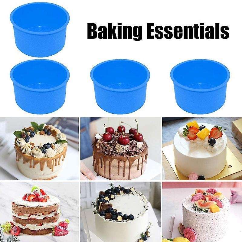 4 Inch Baking Pan Silicone Baking Mold Bakeware Pan Blue, Set Of 6