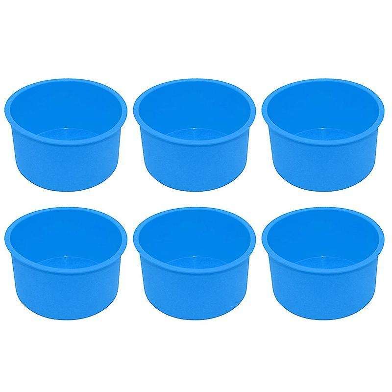 4 Inch Baking Pan Silicone Baking Mold Bakeware Pan Blue, Set Of 6