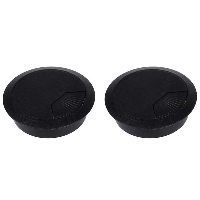2x Computer Desk Table Grommet Cable Wire Hole Plastic Cover Black