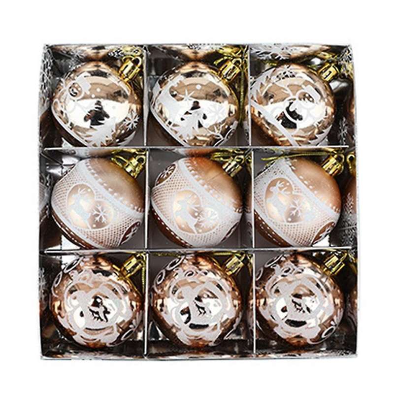 9pcs Christmas Balls Christmas Tree Decor Hanging(champagne Gold)