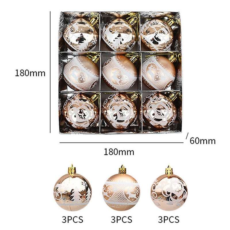 9pcs Christmas Balls Christmas Tree Decor Hanging(champagne Gold)