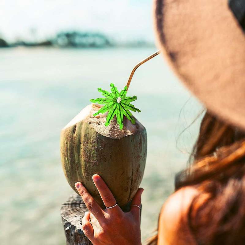 Green Coconut Tree Toothpicks Paper Umbrellas Toothpicks Handmade