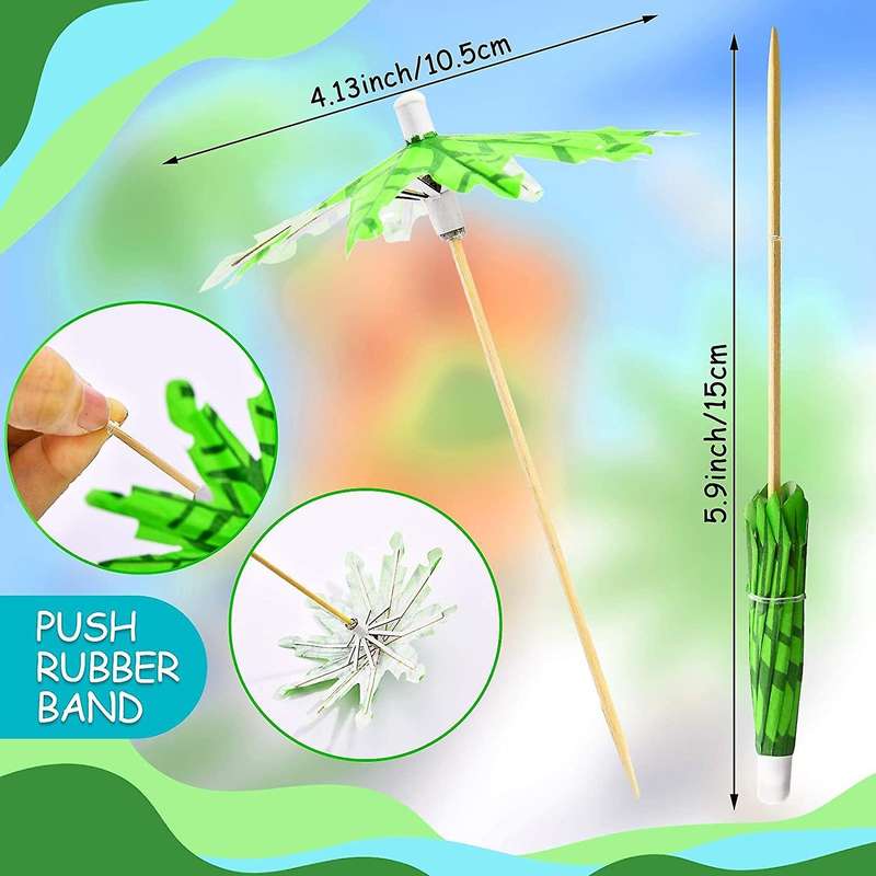 Green Coconut Tree Toothpicks Paper Umbrellas Toothpicks Handmade