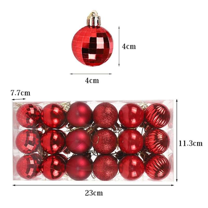 36pcs 4cm Plastic Christmas Ball Pearly Matte Light Shaped,wine Red