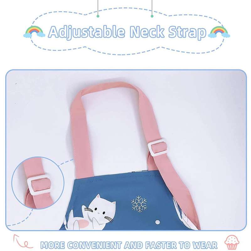Kids Apron with Pocket Boys Girls Painting Baking Apron Cat