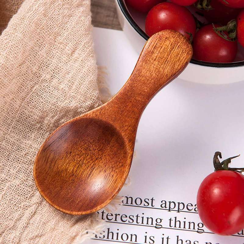 Wooden Spoon Spice Small Spoon Round Mouth Soup Porridge Spoon