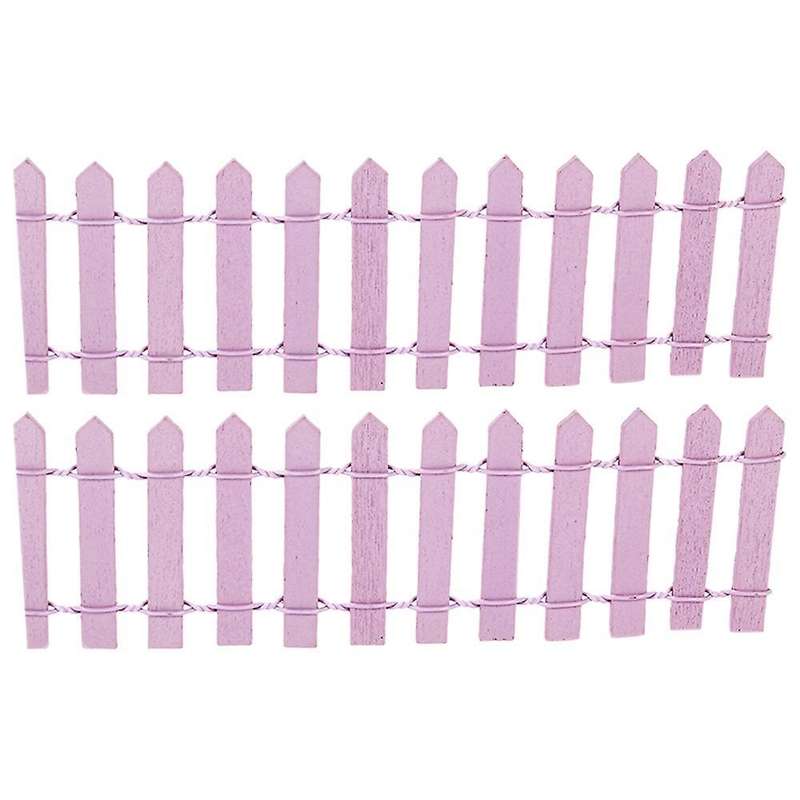 2pcs Wooden Fencing Wood Barrier Diy Mini Landscape Fairy Purple
