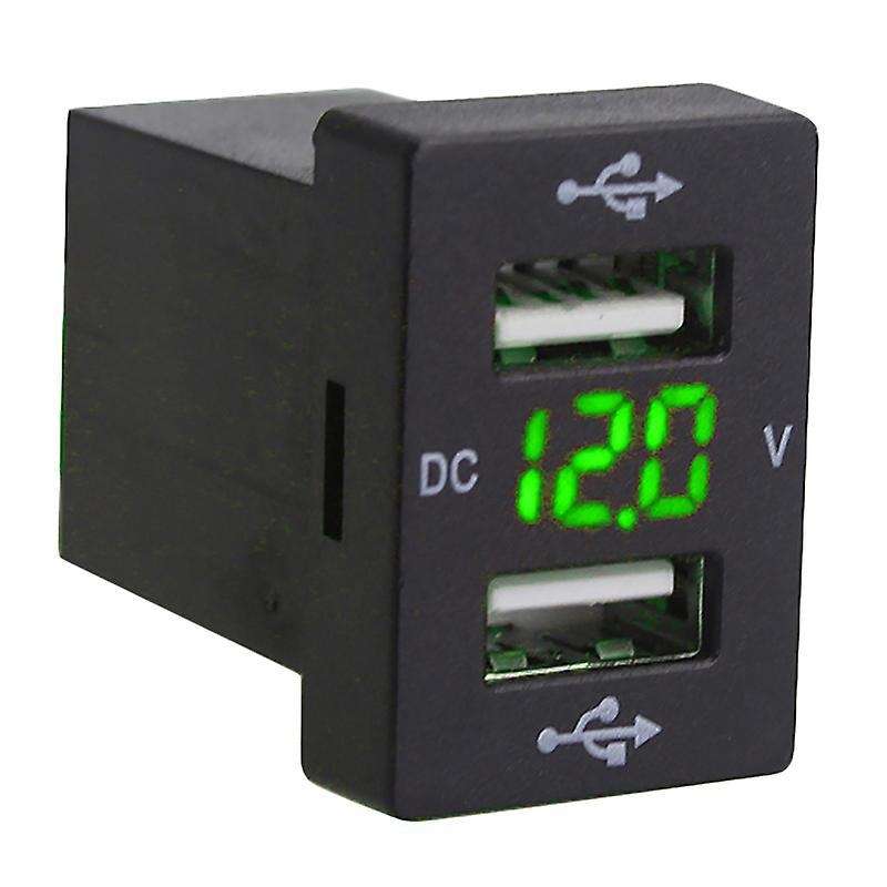 12v Car Charger with Fuse for Toyota for Phone Led Display (green)