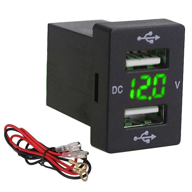 12v Car Charger with Fuse for Toyota for Phone Led Display (green)