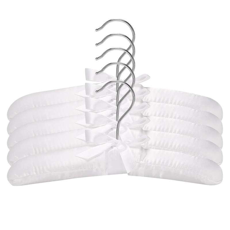 5pcs Luxury Satin-padded Children's Clothes Kids' Cloth Hook Hanger Wardrobe Organiser--white