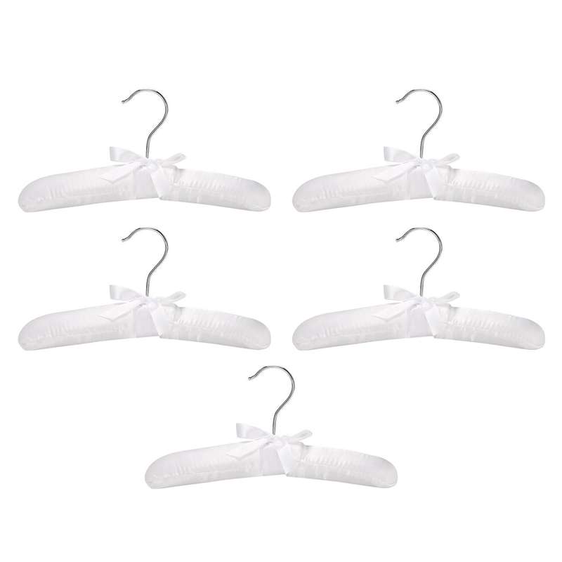 5pcs Luxury Satin-padded Children's Clothes Kids' Cloth Hook Hanger Wardrobe Organiser--white