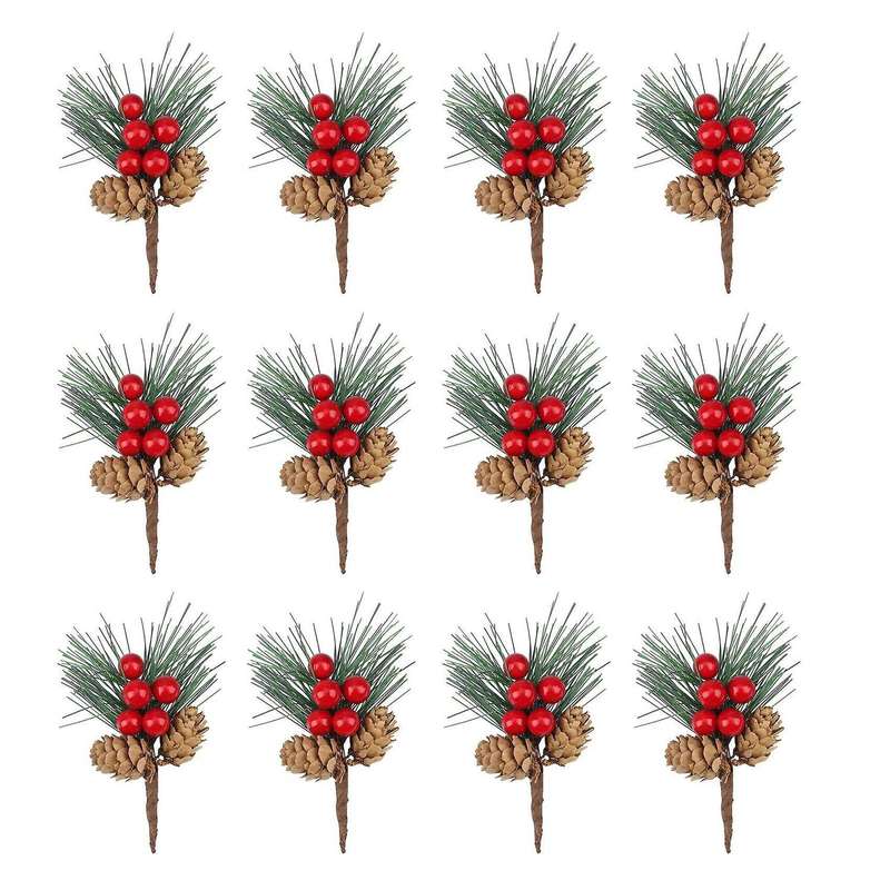 12pcs Simulation Pine Needle Branches Holiday Decoration