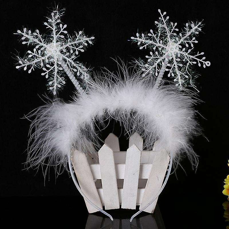 6pcs Christmas Ornaments Christmas Headdress Snowflake Headband White