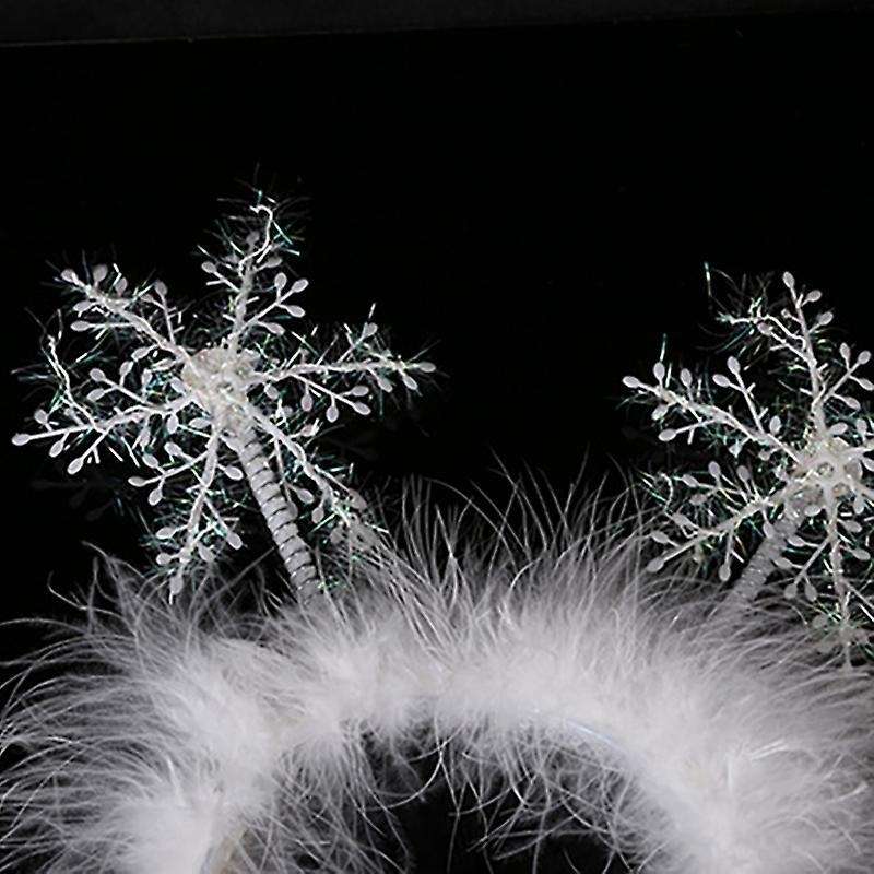 6pcs Christmas Ornaments Christmas Headdress Snowflake Headband White