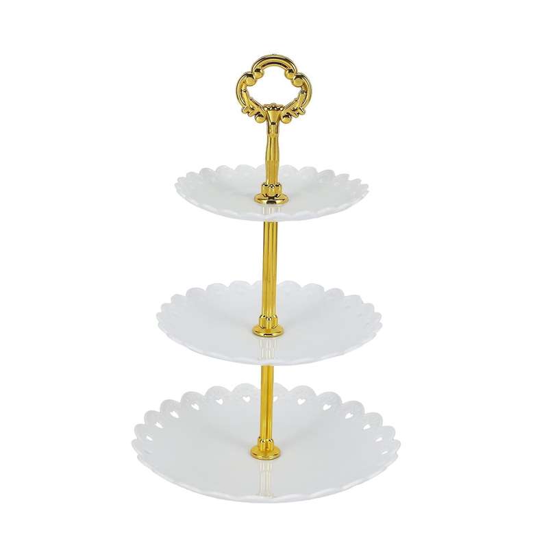 1set 3 Layers Cake Stand Dessert Fruits Vegetable Placed Tool White