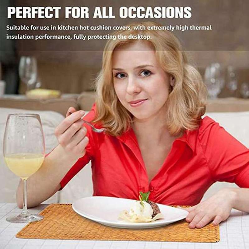 2 Pcs Straw Woven Placemat,hand-woven Rectangular Placemat