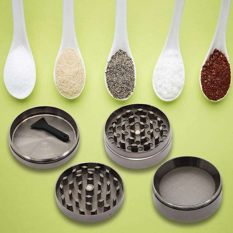 4-layer Spice Herb Grinder Zinc Alloy with Pollen Collector -gray