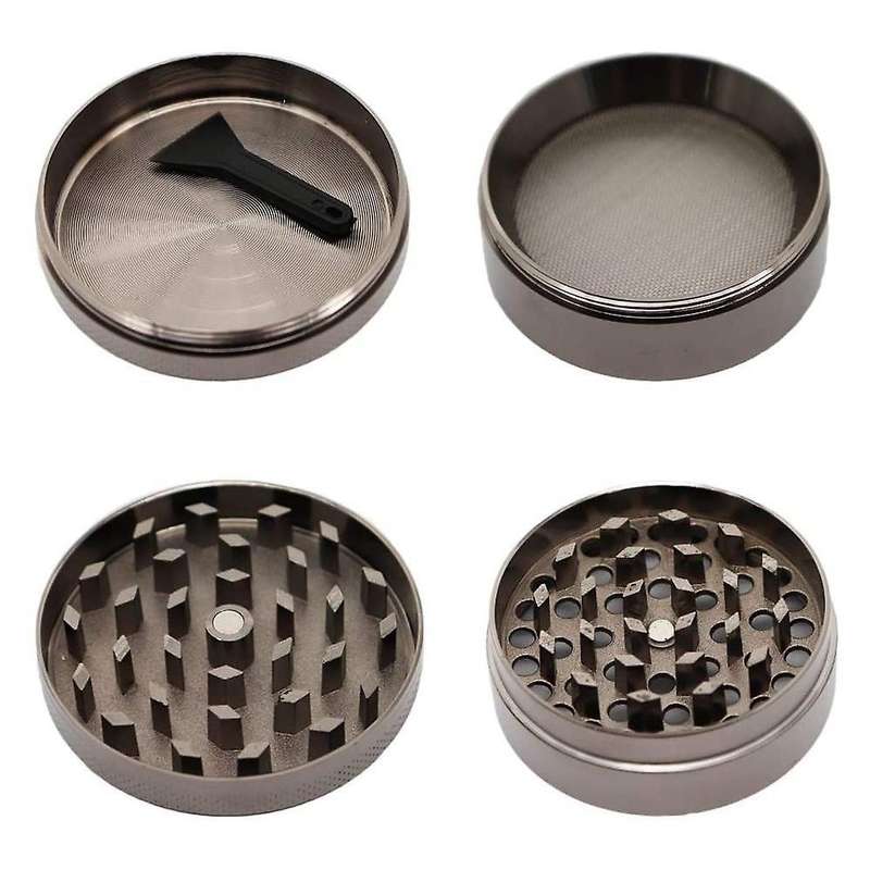 4-layer Spice Herb Grinder Zinc Alloy with Pollen Collector -gray