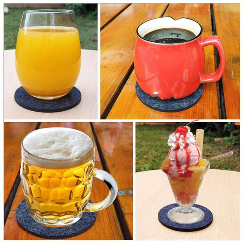 Round Felt Coaster Cup Mat Pad Storage Box for Bowl Mug Coaster 20pcs
