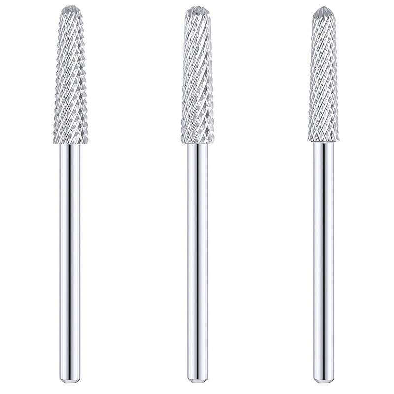 3 Pcs Nail Drill Bits Cone Shape Carbide for Manicure Pedicure Tools