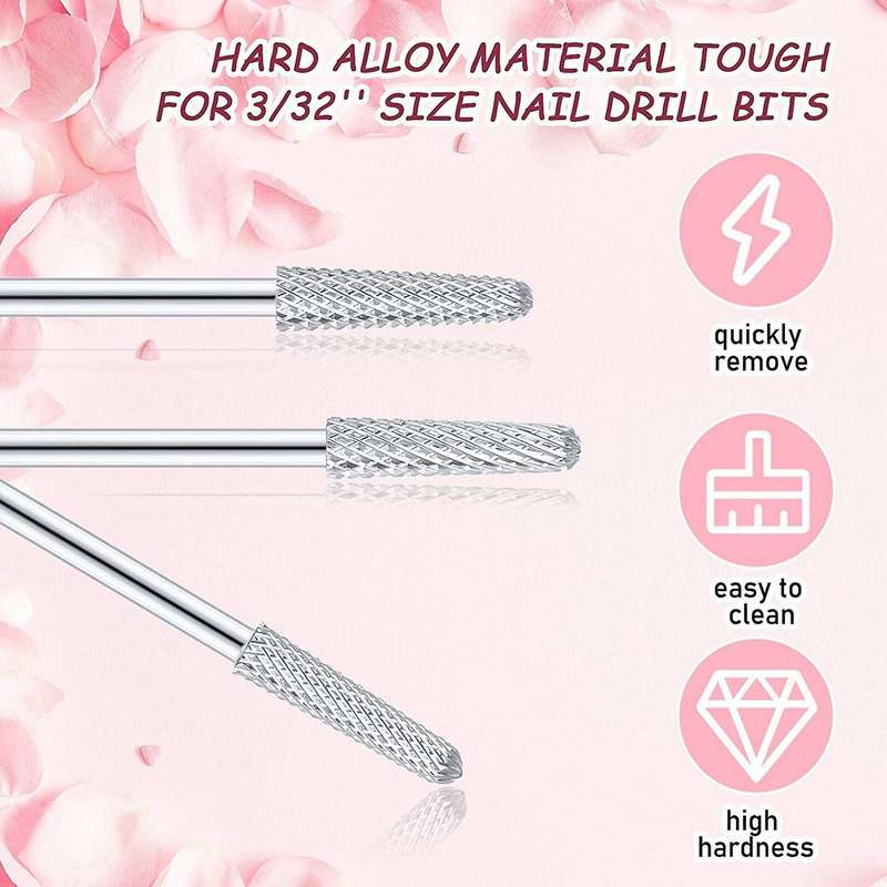 3 Pcs Nail Drill Bits Cone Shape Carbide for Manicure Pedicure Tools