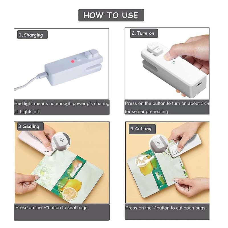 Usb Charging Mini Sealing Machine Household Snack Small White