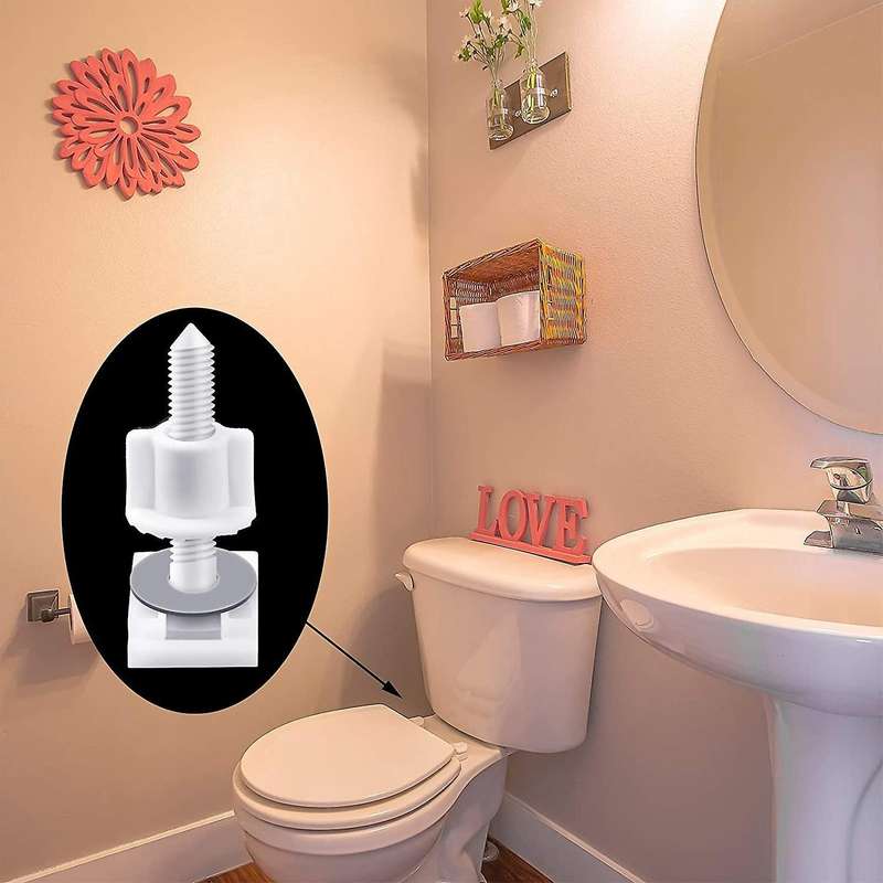 10 Pieces White Plastic Toilet Seat Screws and Nuts with Rubber