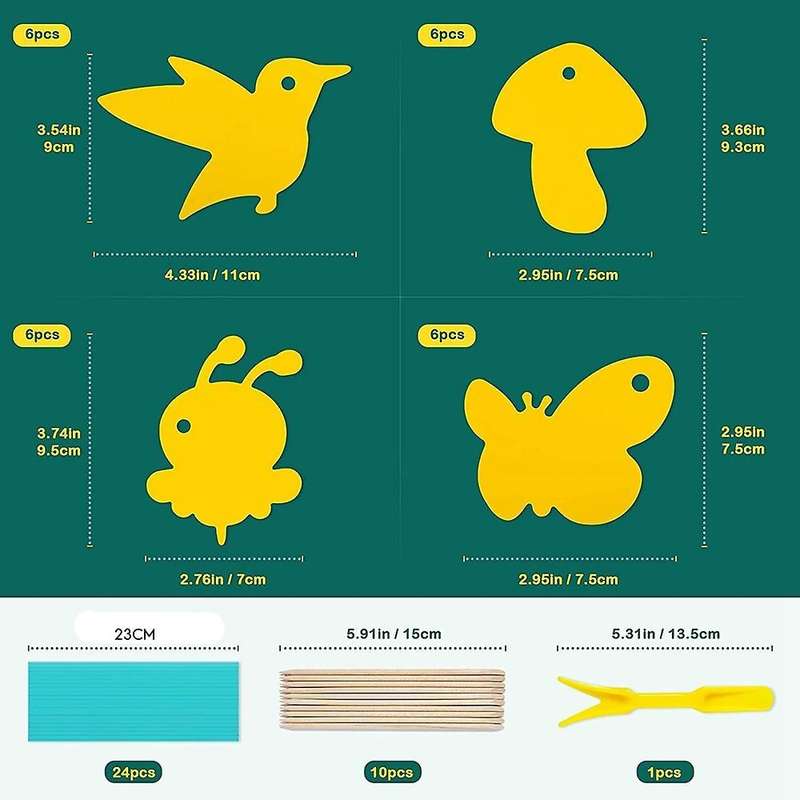 24pcs Yellow Stickers Fly Catcher, Yellow Boards