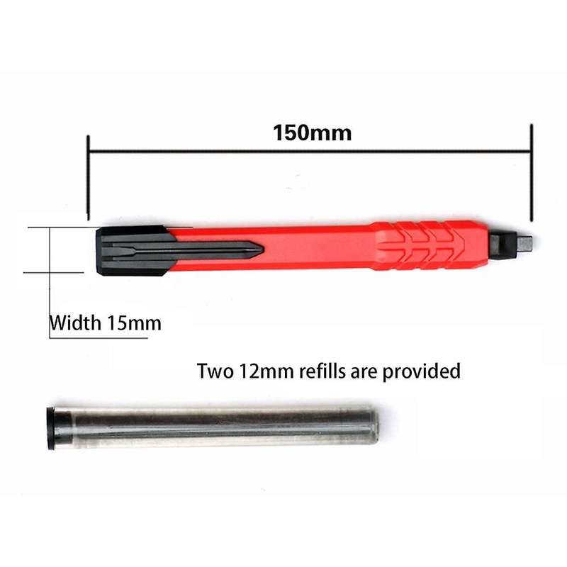 Automatic Woodworking Pen with 2 Refills, Flat Lead, Durable