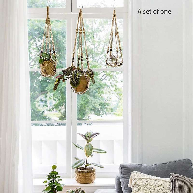 Plant Hook Indoor Hanging Flowerpot Basket Brown