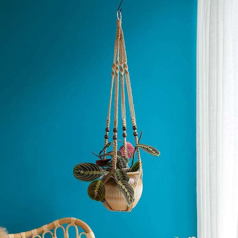 Plant Hook Indoor Hanging Flowerpot Basket Brown