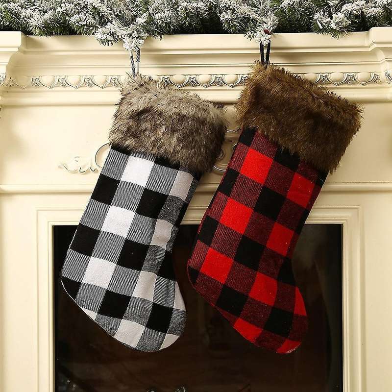 Christmas Stockings - Plaid Classic Large Christmas Stockings, B